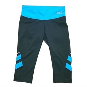 Fila Sport Capri Legging Athletic Yoga Pants Drawstring Low Rise Running Workout